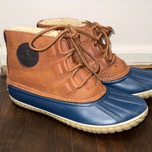 London Fog Kids' Tan and Navy Boots